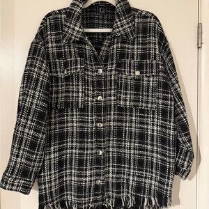 Forever 21 Black and White Plaid Button Up